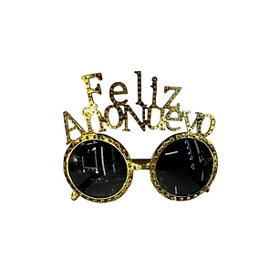 LENTES ''FELIZ AÑO NUEVO'' DORADO GLAM 1 UNID.