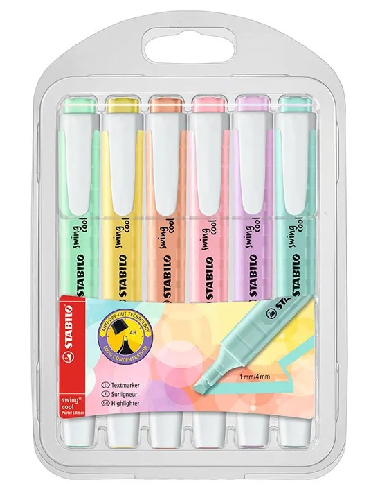 DESTACADORES STABILO SWING COOL PASTEL 6 COLORES 1