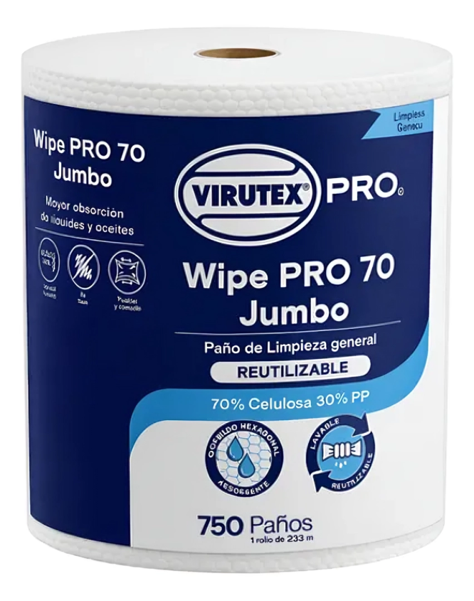 PAÑO WIPE VIRUTEX 70 GRS. ROLLO JUMBO 750 HOJAS BLANCO ( CA ) 1