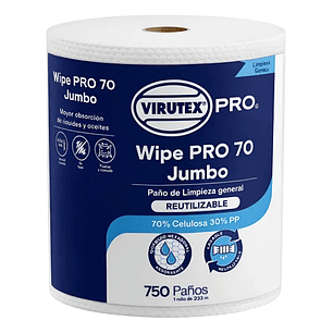 PAÑO WIPE VIRUTEX 70 GRS. ROLLO JUMBO 750 HOJAS BLANCO ( CA )