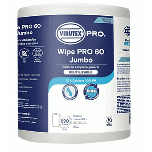 PAÑO WIPE VIRUTEX 60 GRS. ROLLO JUMBO 890 HOJAS ( CA )