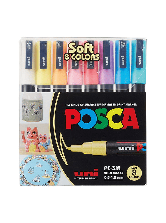SET MARCADOR POSCA PC-3MR 0.9-1.3MM 8 COLORES PASTEL 1