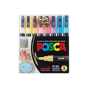 SET MARCADOR POSCA PC-3MR 0.9-1.3MM 8 COLORES PASTEL