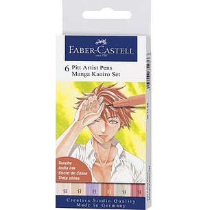 SET 6 MARCADORES PITT ARTIST PEN MANGA-KAOIRO PUNTA B-PINCEL 