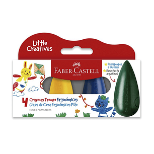 CRAYONES FABER DE CERA ERGONOMICOS TROMPO 4 COLORES