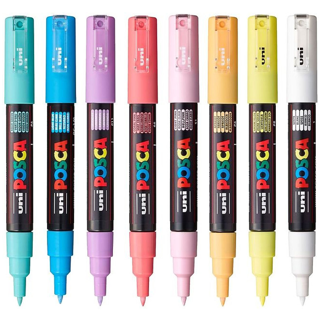 SET MARCADOR POSCA PC-1M 0.7MM 8 COLORES PASTELES 1
