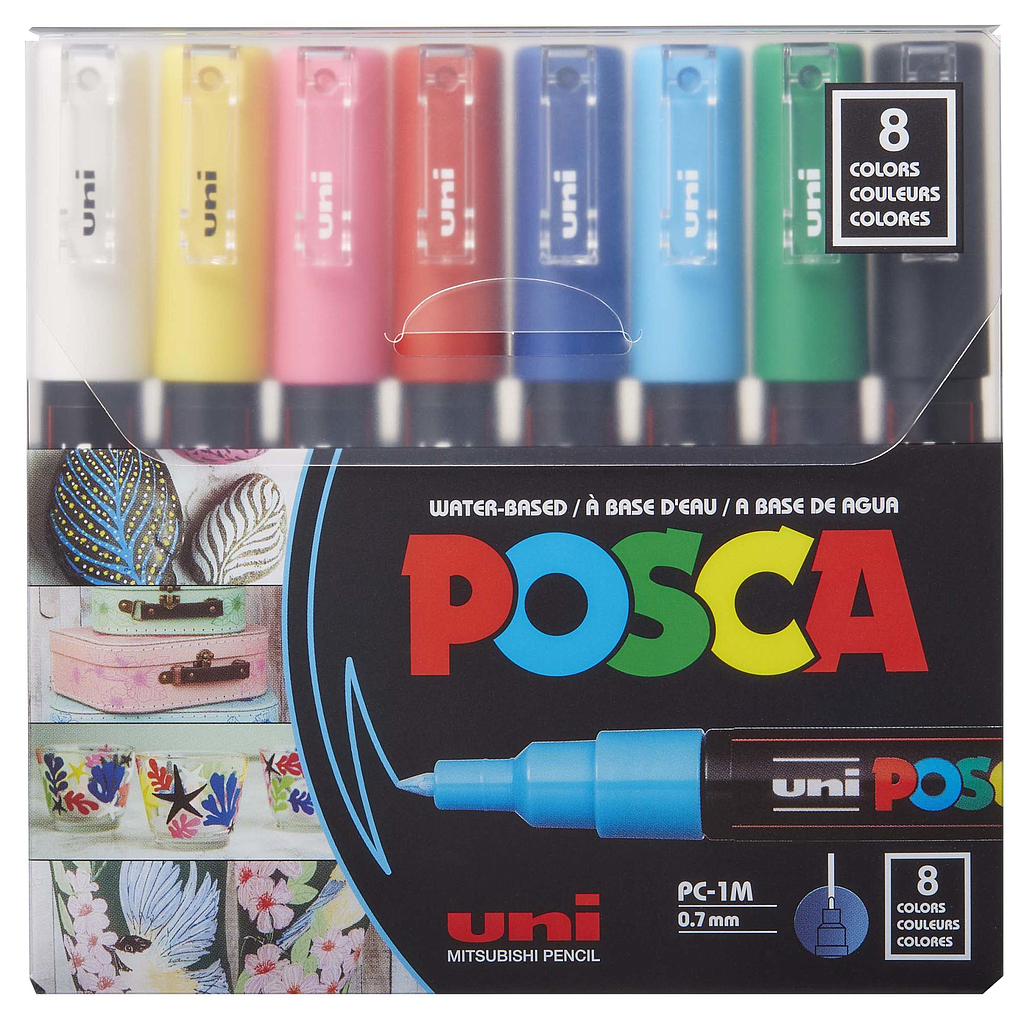 SET MARCADOR POSCA PC-1M 0.7MM 8 COLORES  1