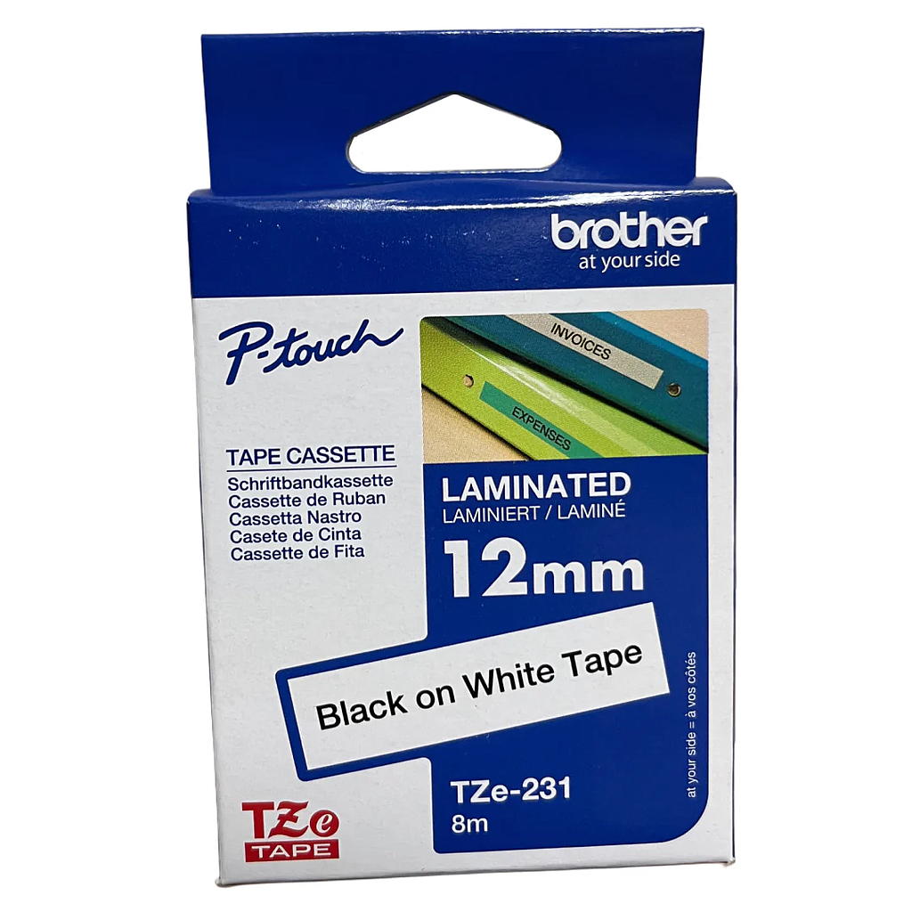 CINTA ROTULADORA BROTHER TZe-231 (12mm x 8 M) NEGRO SOBRE BLANCO 1