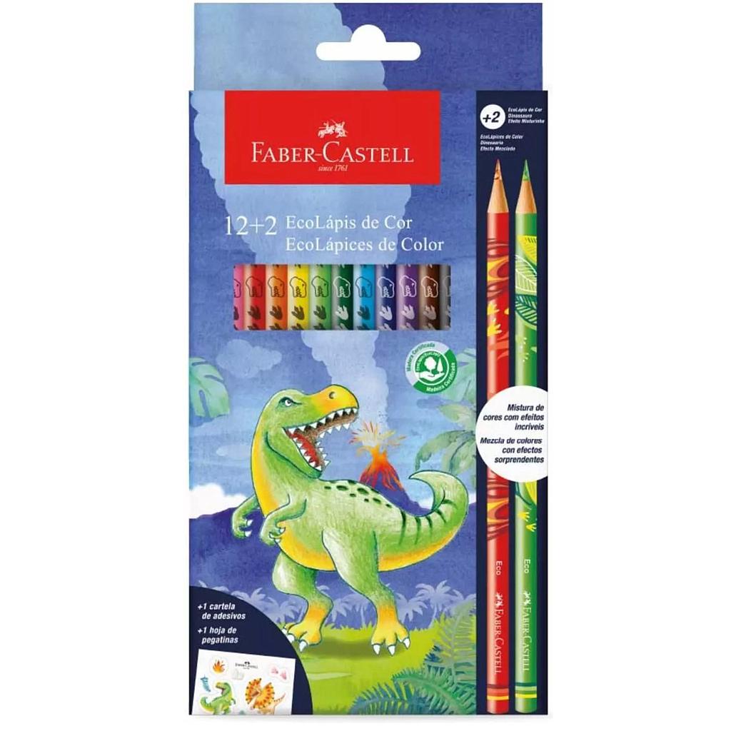 LAPICES DE COLORES FABER CASTELL DINOSAURIO 12 COL.+2 LAPICES EFECTOS MEZCLADO 1