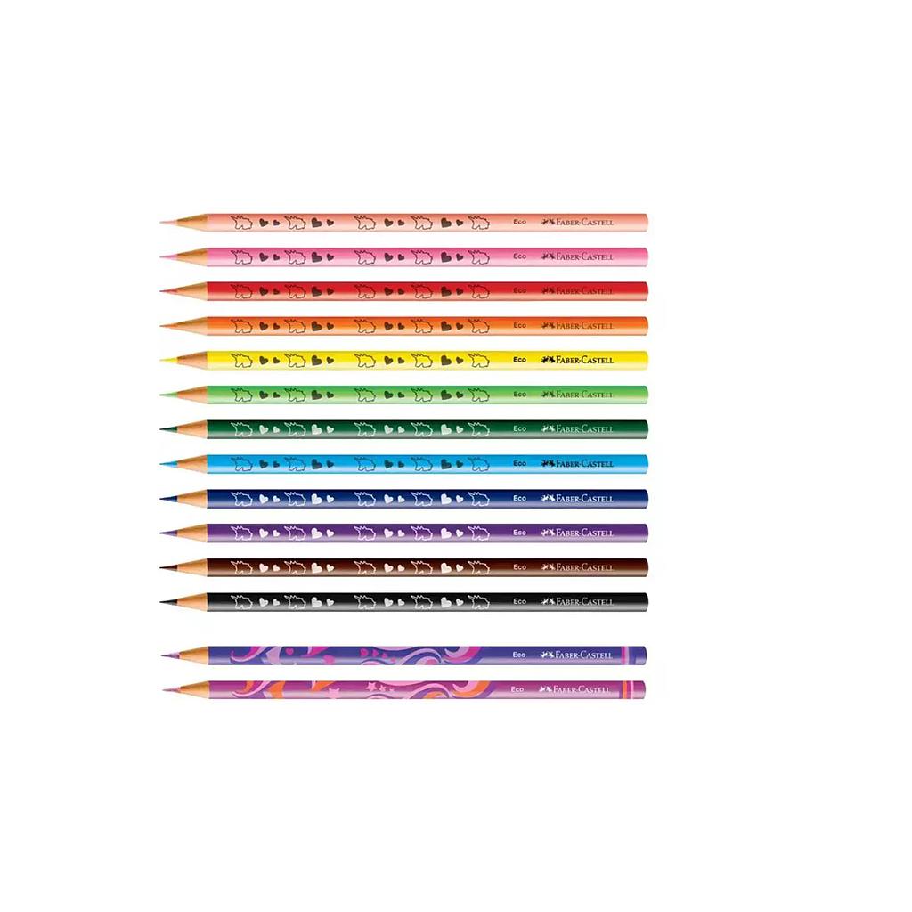 LAPICES DE COLORES FABER CASTELL UNICORNIO 12 COL.+2 LAPICES EFECTOS MEZCLADO 1