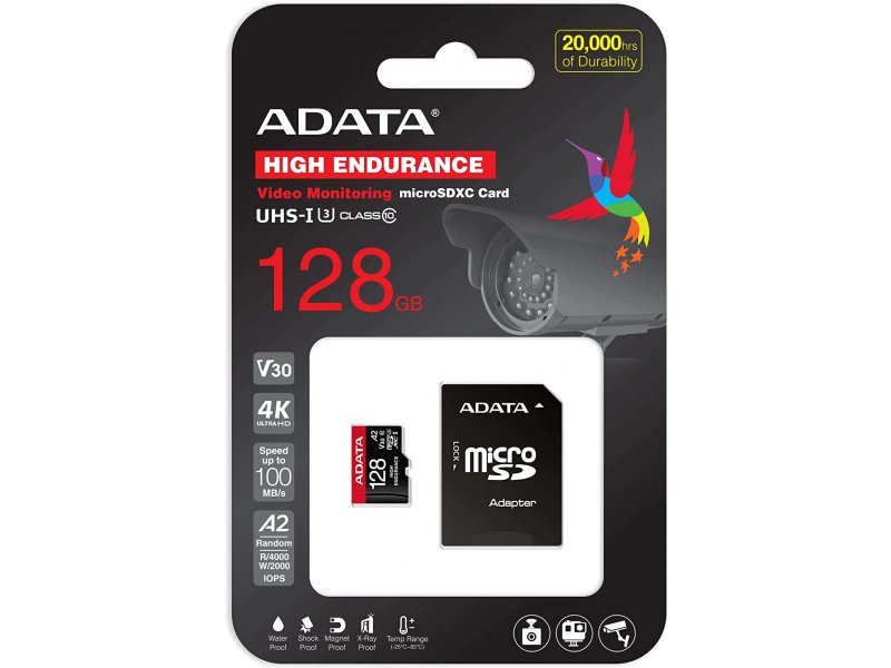 TARJETA DE MEMORIA ADATA MICRO SD 128GB V30 4K 100MB/S C/ADAPTADOR 1