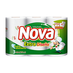 TOALLA NOVA EXTRA DISEÑO 12 MTS. X 3 UNID.