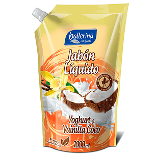 JABON LIQUIDO BALLERINA 1000 ML DOYPACK YOGHURT VAINILLA COCO
