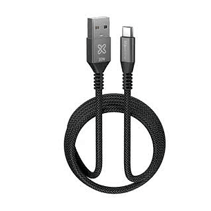 CABLE USB-A A USB-C KLIP XTREME TRENZADO  3M NEGRO 12V 30W