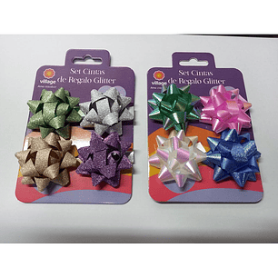 SET 4 CINTA DE REGALO VILLAGE PRO PEQUEÑA GLITTER