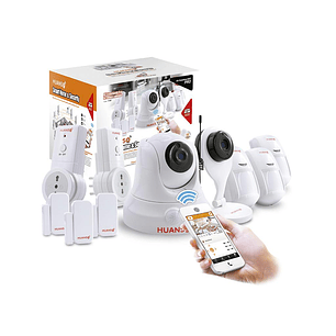 KIT CAMARAS IP  DE SEG. HUANSO C/VISION NOCTURNA/ROTACION 360° E INCLINACION 90°/ SLOT PARA MICRO SD/ RES. 720P