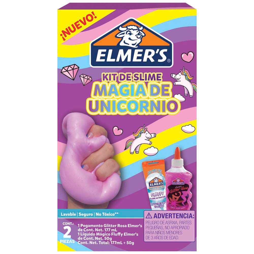 PEGAMENTO LIQUIDO ELMER'S KIT SLIME MAGIA DE UNICORNIO 2PZAS.  1