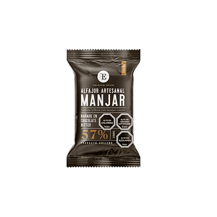 ALFAJOR ARTESANAL ENTRELAGOS CHOCOLATE MANJAR BITTER 57% DE CACAO 1 UNID.