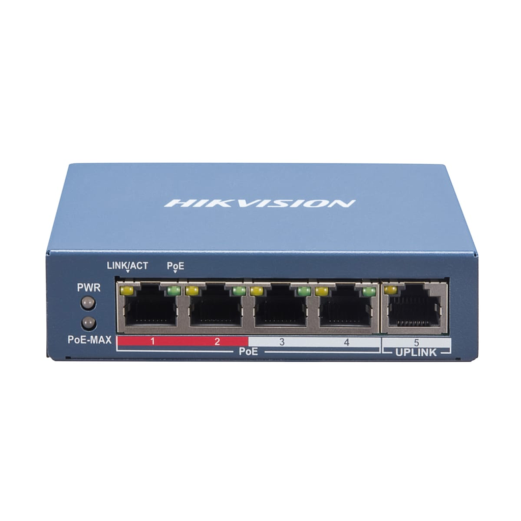 SWITCH 4 POE HIKVISION 45W +1B HASTA 300M DS-3E1105P-EI/M 1
