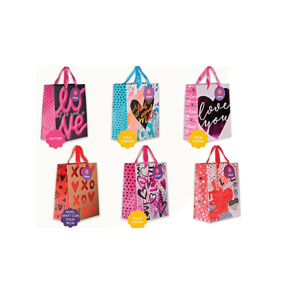 BOLSA DE REGALO VILLAGE AMOR M 18 X 23 X 10 CM 1