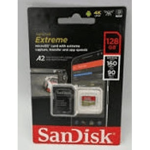 TARJETA DE MEMORIA SANDISK  128GB 4K MICROSD SDXC V30 EXTREME  A2 190MB/s