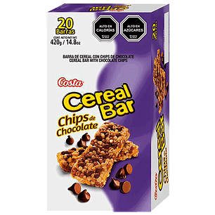 CAJA CEREAL COSTA BARRA C/CHIPS DE CHOCOLATE 20 UNID.