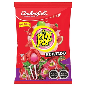 BOLSA CHUPETE PIN POP SURTIDO AMBROSOLI X 24 UNDS.