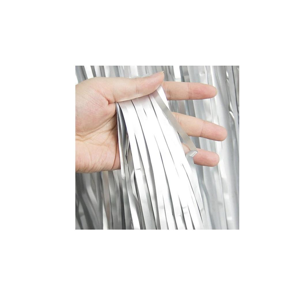 CORTINA METALIZADA GLAM PLATEADA 240 X 100 CMS. 1 UNID. 1