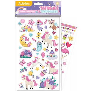 TATUAJES TEMPORALES ADETEC NIÑA DISEÑOS SURTIDOS +3a.