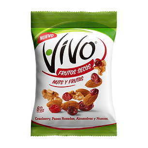 NUTS FRUTOS SECOS Y FRUTAS VIVO 80 GRS.