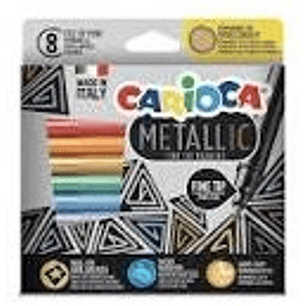 MARCADORES CARIOCA METALLIC FINE TIP 8 COLORES