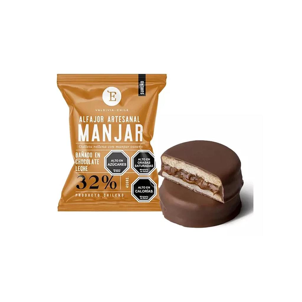 ALFAJOR ARTESANAL ENTRELAGOS CHOCOLATE MANJAR LECHE  32%  UNID. 1