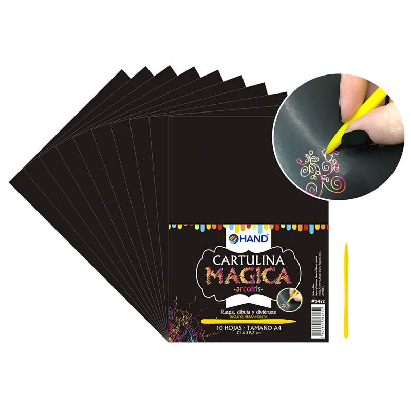 CARTULINA MAGICA HAND 10 UNIDADES + RASPADOR 1