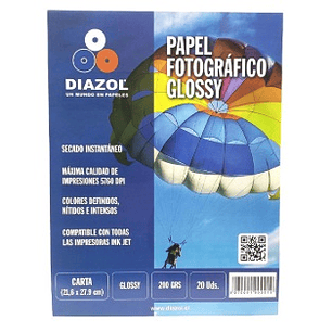 PAPEL FOTOGRAFICO DIAZOL 200grs 20hjs. CARTA GLOSSY