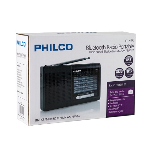 RADIO PORTATIL PHILCO IC-X65 RECARGABLE BT/MICROSD/USB/AM/FM 1