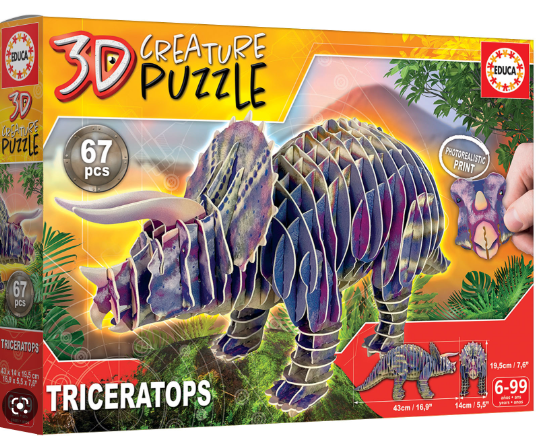 PUZZLE STUDIO 3D TRICERATOPS CREATURE 67 PCS. 6+ 1