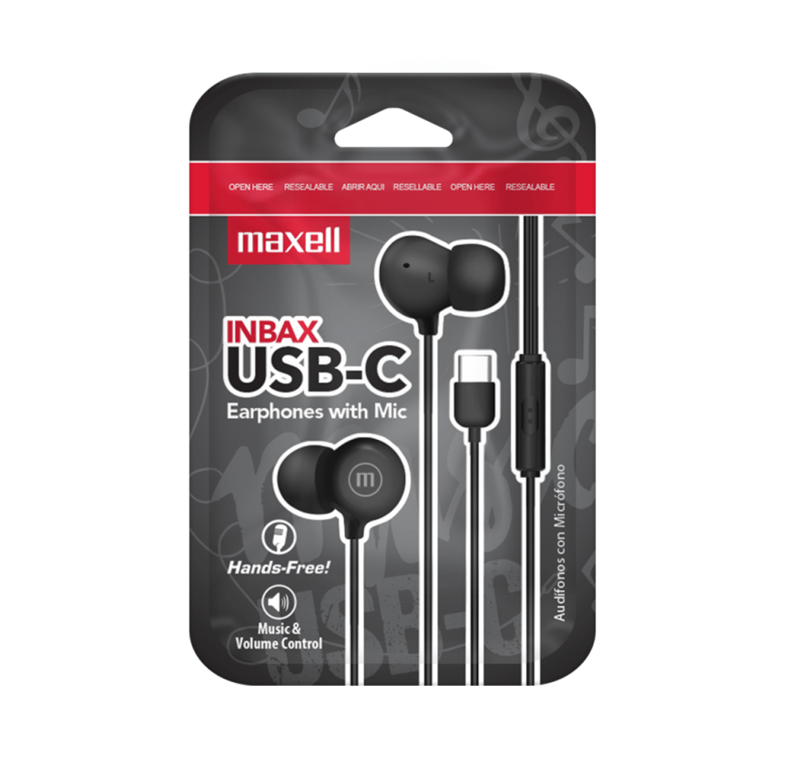 AUDIFONO MAXELL MANOS LIBRES NEGROS USB-C IN-BAX 1