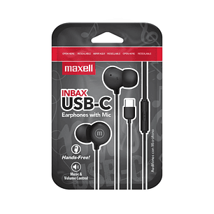 AUDIFONO MAXELL MANOS LIBRES NEGROS USB-C IN-BAX
