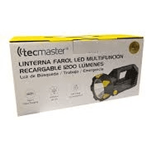 LINTERNA FAROL LED TECMASTER MULTIFUNCION RECARGABLE 1200 LUMENES