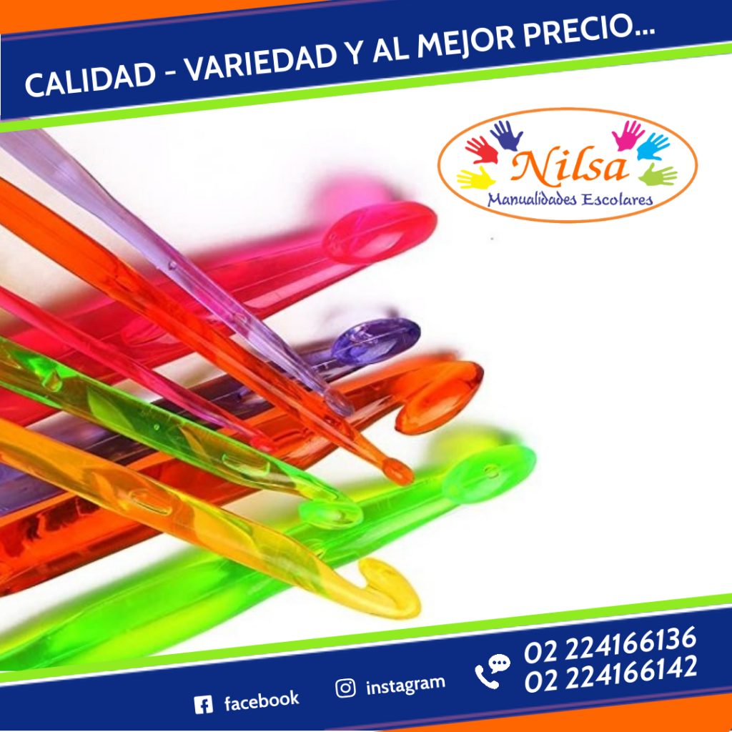 CROCHET PLASTICO COLORES 9 UNID. NILSA 1