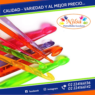CROCHET PLASTICO COLORES 9 UNID. NILSA