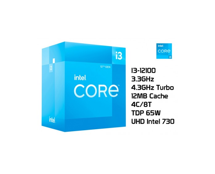 PROCESADOR INTEL i3-12100 Core 3.30GHz 12MB LGA1700 12th Gen 1