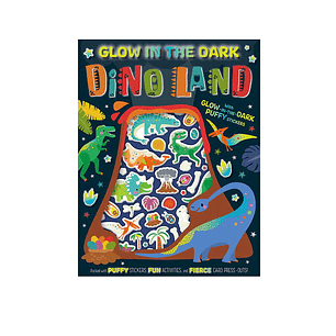 LIBRO DE ACTIVIDADES Y STICKERS MUNDICROM  BRILLO EN LA OSCURIDAD DINO LAND 