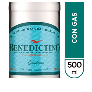 AGUA PURIFICADA BENEDICTINO C/GAS 500 CC