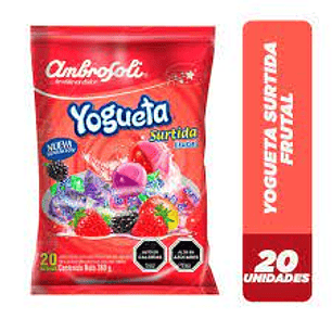 BOLSA CHUPETE YOGUETA SURTIDO FRUTAL AMBROSOLI X 20 UNDS.