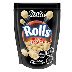 CHOCOLATE COSTA ROLLS CROCANTE BLANCO  140 GRS.