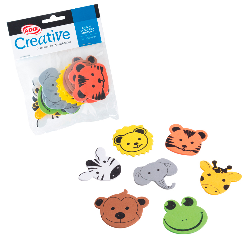 FIGURAS DE GOMA EVA ADHESIVAS ANIMALES ADIX 14Unid. 1