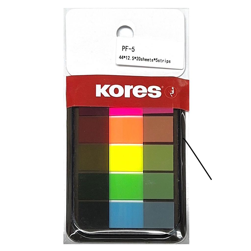 BANDERITA KORES 5 COLORES PF-5 20 HJS. 44 X 12.5 mm 1