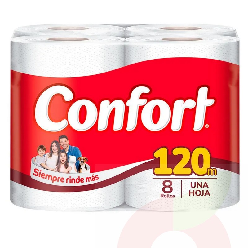 HIGIENICO CONFORT FAMILIAR UNA HOJA 120 Mt. 4 X 8 . 1