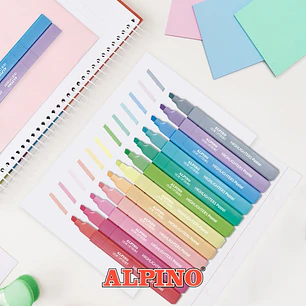 DESTACADORES PASTEL COLOR EXPERIENCE ALPINO 12 COLORES